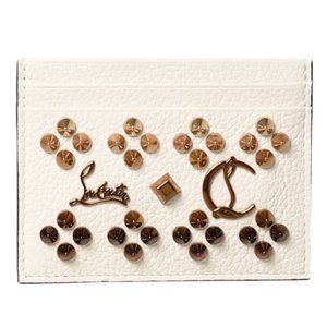 NEW Christian Louboutin White Kios Leather Card Holder